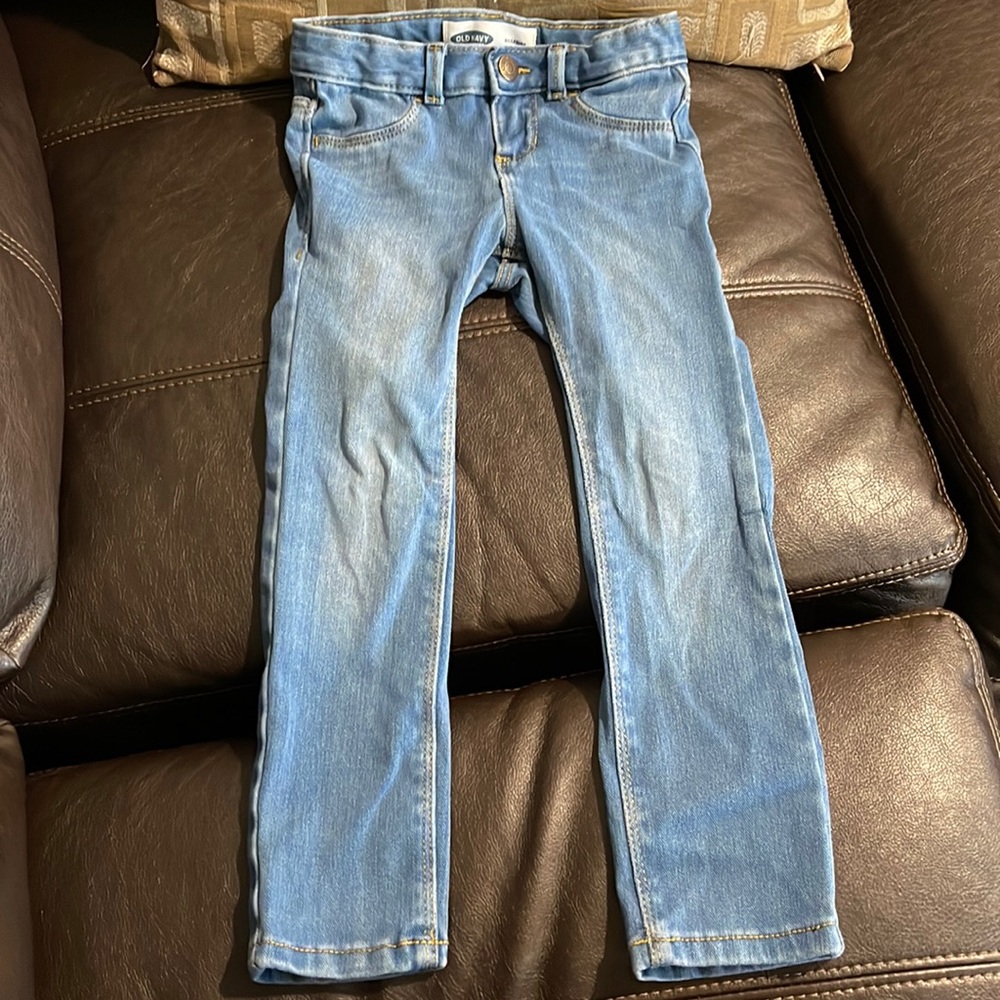 Toddler girls size 5T old navy faded wash ballerina adjustable waistband jeans